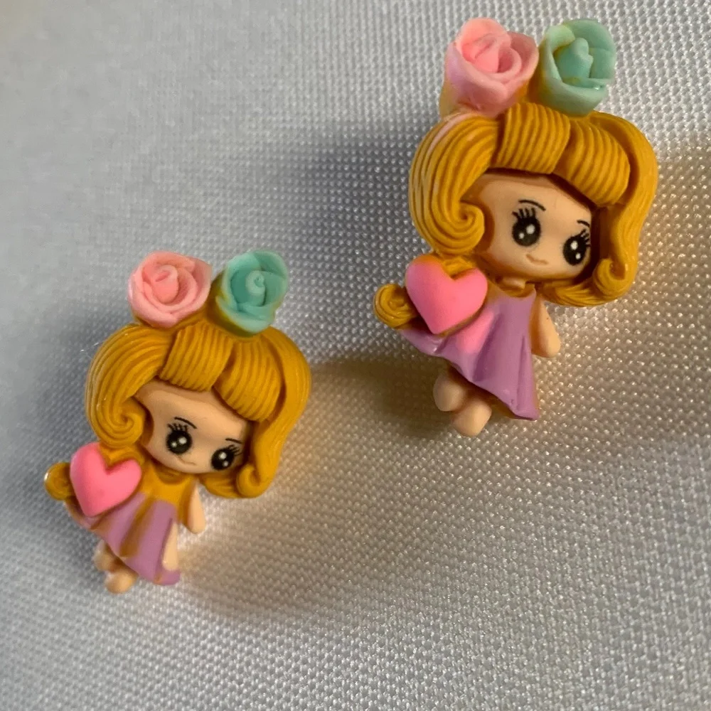 NWT. Handmade Pierced Earrings of Fancy Girls.  For ages 5 and up!